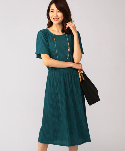 A/C DESIGN BY ALPHA CUBIC(エーシーデザインバイアルファキュービック)の「ウエストギャザーワンピース(ワンピース・レディース・イエロー/グリーン/ネイビー・M size/L size)」の11枚目の写真