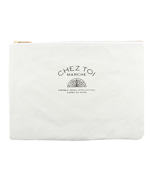 Chez toi（シェトワ）の「パラフィンキャンパスクラッチ（クラッチバッグ・レディース・ホワイト/ネイビー・FREE）」の3枚目の写真