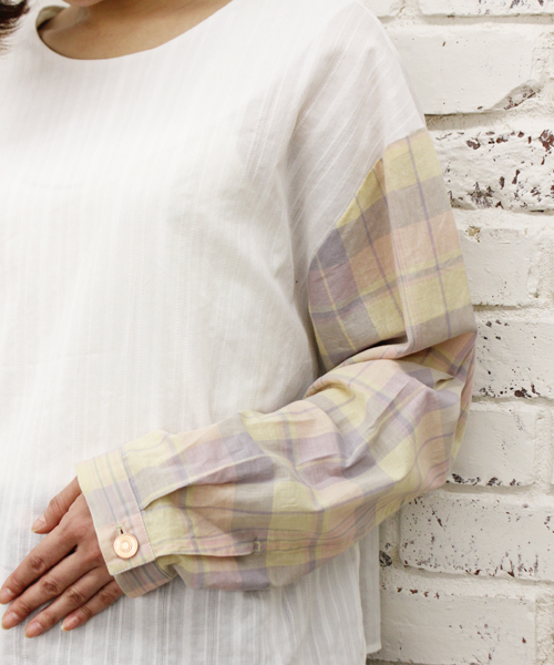 Kastane（カスタネ）の「【Kastane】マドラスオーバーブラウス（シャツ/ブラウス・レディース・ブルー系その他/イエロー系その他・FREE）」の6枚目の写真