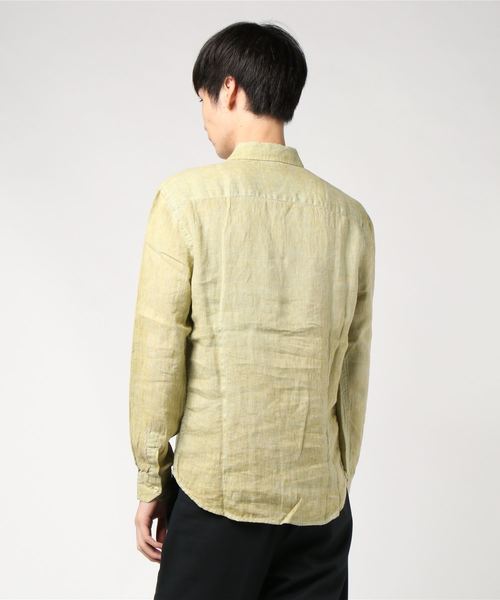 291295＝HOMME（ニーキューイチニーキューゴーオム）の「【LOST IN ALBION】製品染め プリントリネンシャツ（シャツ/ブラウス・メンズ・グリーン系その他/グリーン系その他2/ブルー系その他・46/48）」の5枚目の写真