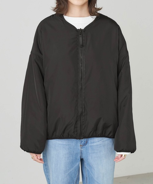 Chaco closet（チャコ クローゼット）の「2wayノーカラー ビックシルエットリバーシブルボアフリースジャケット（ブルゾン・レディース・ブラック/アイボリー/ライトオリーブ/ダークベージュ/テラコッタ/グレイッシュベージュ/チャコール・FREE）」の13枚目の写真