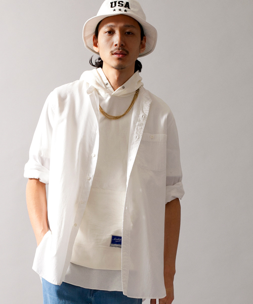 MONKEY TIME（モンキータイム）の「MT∴ コットン/リヨセル バンドカラー クウォータースリーブシャツ◆（シャツ/ブラウス・メンズ・ホワイト/その他1・SMALL/MEDIUM/LARGE）」の14枚目の写真