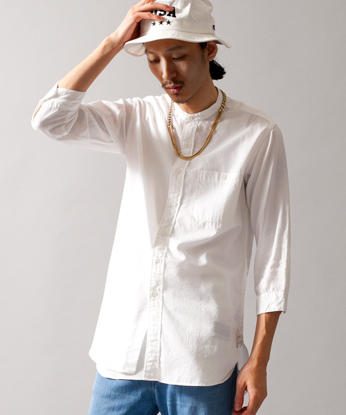 MONKEY TIME（モンキータイム）の「MT∴ コットン/リヨセル バンドカラー クウォータースリーブシャツ◆（シャツ/ブラウス・メンズ・ホワイト/その他1・SMALL/MEDIUM/LARGE）」の10枚目の写真