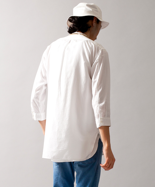 MONKEY TIME（モンキータイム）の「MT∴ コットン/リヨセル バンドカラー クウォータースリーブシャツ◆（シャツ/ブラウス・メンズ・ホワイト/その他1・SMALL/MEDIUM/LARGE）」の6枚目の写真