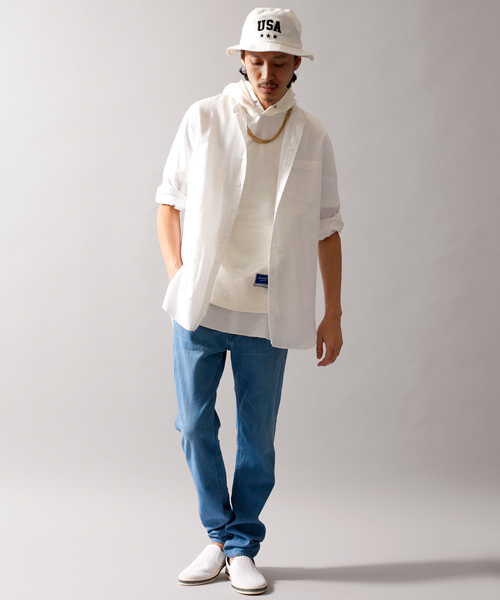 MONKEY TIME（モンキータイム）の「MT∴ コットン/リヨセル バンドカラー クウォータースリーブシャツ◆（シャツ/ブラウス・メンズ・ホワイト/その他1・SMALL/MEDIUM/LARGE）」の7枚目の写真