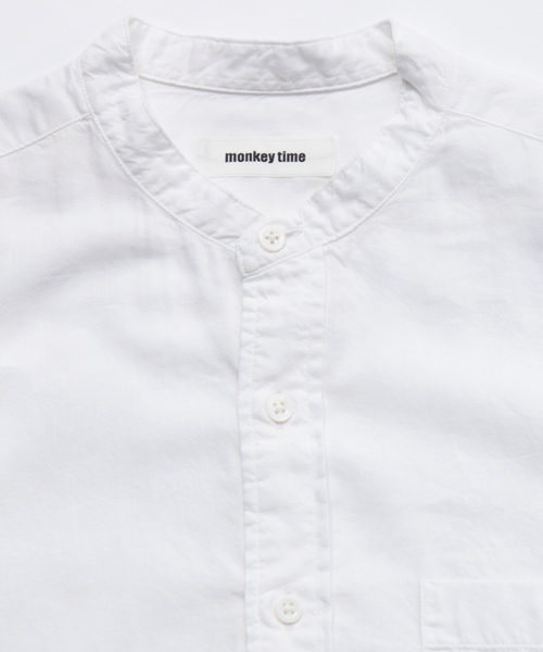 MONKEY TIME（モンキータイム）の「MT∴ コットン/リヨセル バンドカラー クウォータースリーブシャツ◆（シャツ/ブラウス・メンズ・ホワイト/その他1・SMALL/MEDIUM/LARGE）」の3枚目の写真