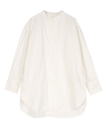 釦デザインロングシャツ