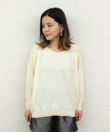 mystic | シルク混Vドルマンニットプルオーバー(ニット/セーター)