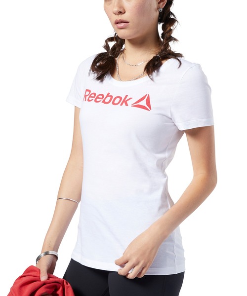 Reebok(リーボック)の「 リニア リード スクープ ネック / LINEAR READ SCOOP NECK(Tシャツ/カットソー・レディース・ライトブルー/レッド/ブラック/ホワイト×レッド・SMALL/MEDIUM/LARGE/X-LARGE/X-SMALL)」の8枚目の写真