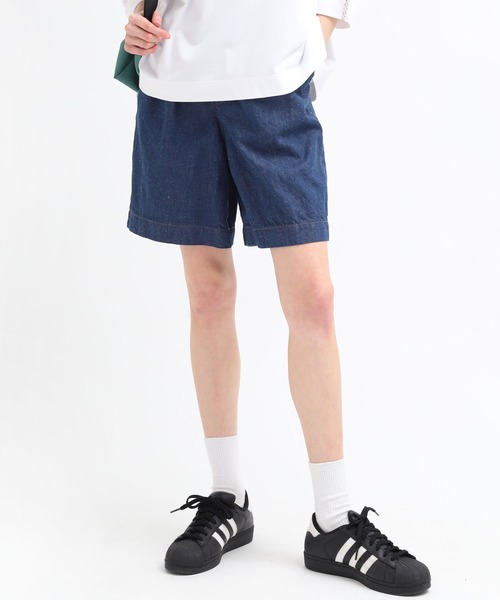 RNA（アールエヌエー）の「T0992 コットンリネンデニムハーフパンツ（デニムパンツ・レディース・インディゴブルー/キナリ・SMALL/MEDIUM）」の3枚目の写真