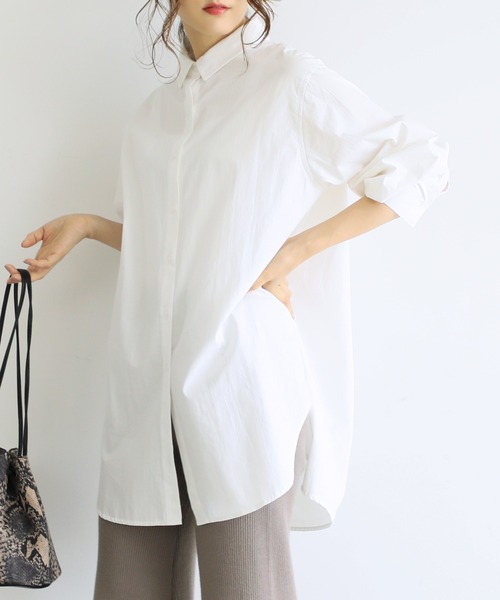 coca(coca)(コカ)の「タイプライターシャツ(シャツ/ブラウス・レディース・ホワイト/カーキ・ONE SIZE)」の1枚目の写真