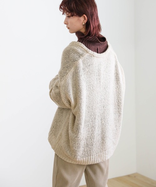 select MOCA(セレクトモカ)の「Vネックルーズモヘアタッチニット(ニット/セーター・レディース・アイボリー/オリーブ/ベージュ・FREE)」の18枚目の写真