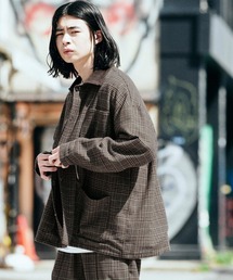 BASQUE magenta | ルーズシルエット コーデュロイクレリック カバーオールジャケット/センタープリーツ イージーパンツ セットアップ【レトロチェック/ヘビーツイル】(ブルゾン)