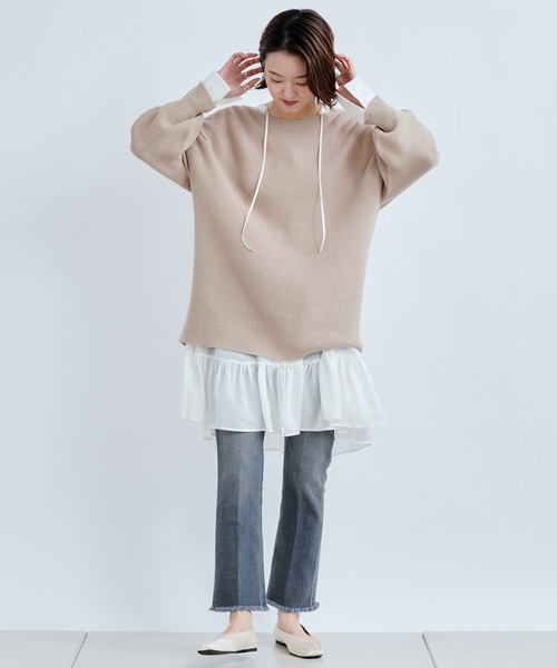 DouDou（ドゥドゥ）の「裾フリルチュニックブラウス（シャツ/ブラウス・レディース・オフホワイト/ベージュ・FREE）」の12枚目の写真