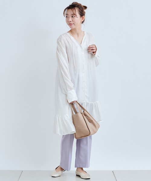 DouDou（ドゥドゥ）の「裾フリルチュニックブラウス（シャツ/ブラウス・レディース・オフホワイト/ベージュ・FREE）」の15枚目の写真