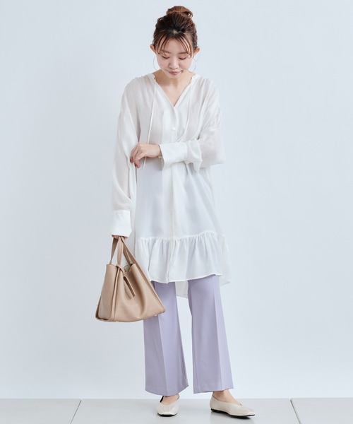 DouDou（ドゥドゥ）の「裾フリルチュニックブラウス（シャツ/ブラウス・レディース・オフホワイト/ベージュ・FREE）」の17枚目の写真