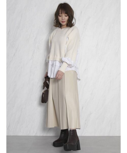 dazzlin（ダズリン）の「レイヤードコンビシャツトップス（ニット/セーター・レディース・アイボリー/グレー・FREE）」の5枚目の写真