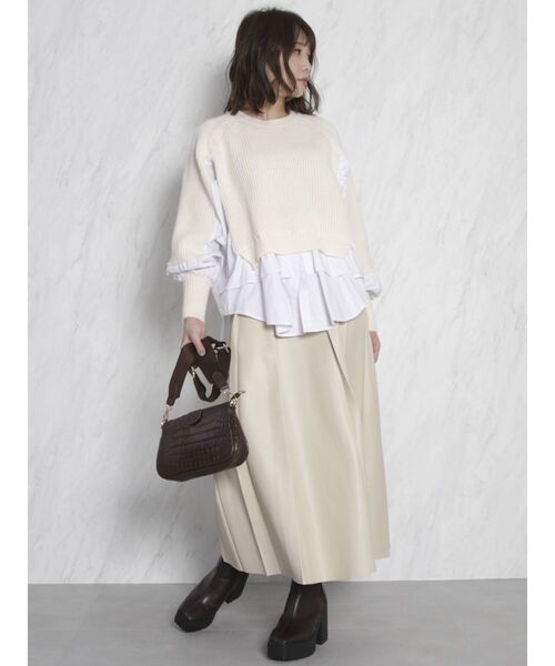 dazzlin（ダズリン）の「レイヤードコンビシャツトップス（ニット/セーター・レディース・アイボリー/グレー・FREE）」の6枚目の写真