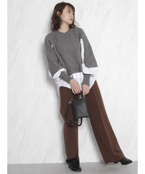 dazzlin（ダズリン）の「レイヤードコンビシャツトップス（ニット/セーター・レディース・アイボリー/グレー・FREE）」の9枚目の写真