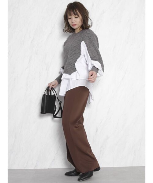 dazzlin（ダズリン）の「レイヤードコンビシャツトップス（ニット/セーター・レディース・アイボリー/グレー・FREE）」の10枚目の写真