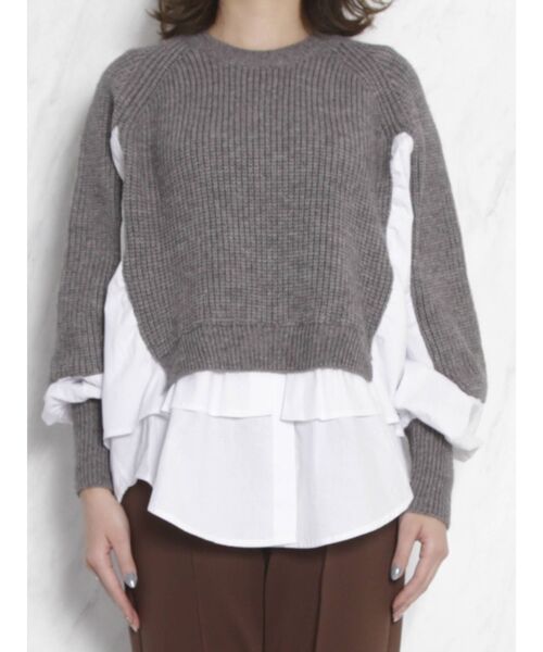 dazzlin（ダズリン）の「レイヤードコンビシャツトップス（ニット/セーター・レディース・アイボリー/グレー・FREE）」の11枚目の写真