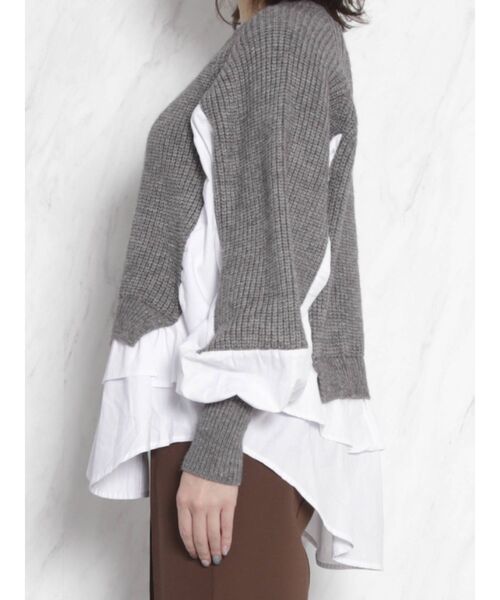 dazzlin（ダズリン）の「レイヤードコンビシャツトップス（ニット/セーター・レディース・アイボリー/グレー・FREE）」の12枚目の写真