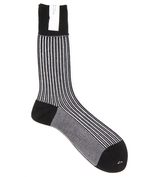 BEAUTY&YOUTH UNITED ARROWS（ビューティーアンドユースユナイテッドアローズ）の「BY ストライプ リブ レギュラー ソックス（ソックス/靴下・メンズ・ブラック/ブラウン・フリー）」の2枚目の写真