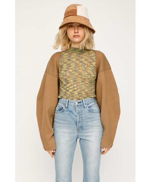 SLY（スライ）の「CROP MG CD ミドルゲージ カーディガン（カーディガン/ボレロ・レディース・ベージュ/ブラック・FREE）」の10枚目の写真