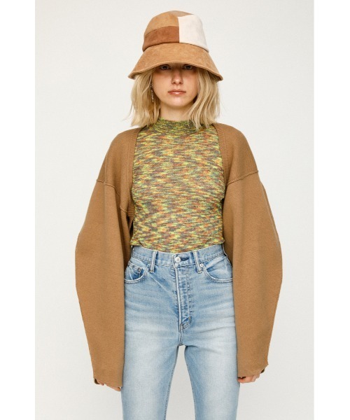 SLY（スライ）の「CROP MG CD ミドルゲージ カーディガン（カーディガン/ボレロ・レディース・ベージュ/ブラック・FREE）」の12枚目の写真