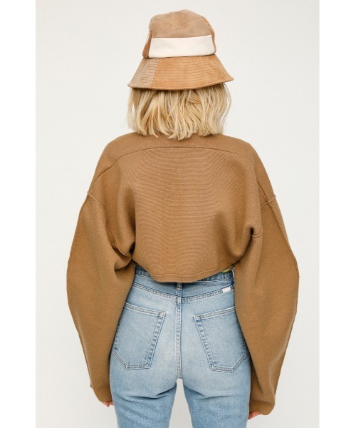 SLY（スライ）の「CROP MG CD ミドルゲージ カーディガン（カーディガン/ボレロ・レディース・ベージュ/ブラック・FREE）」の14枚目の写真