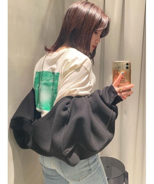 SLY（スライ）の「CROP MG CD ミドルゲージ カーディガン（カーディガン/ボレロ・レディース・ベージュ/ブラック・FREE）」の19枚目の写真