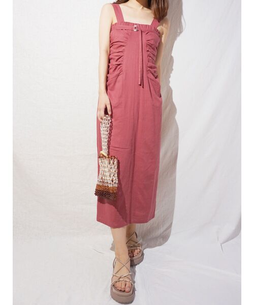 MERCURYDUO(マーキュリーデュオ)の「2WAYリネンギャザーデザインワンピース(ワンピース・レディース・イエロー/ボルドー・FREE)」の1枚目の写真