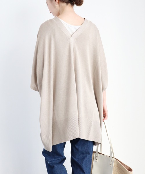 AMERICAN HOLIC（アメリカンホリック）の「ポンチョ風ニットカーディガン（カーディガン/ボレロ・レディース・ブラック/オレンジ/アイボリー/ライトベージュ・FREE）」の8枚目の写真