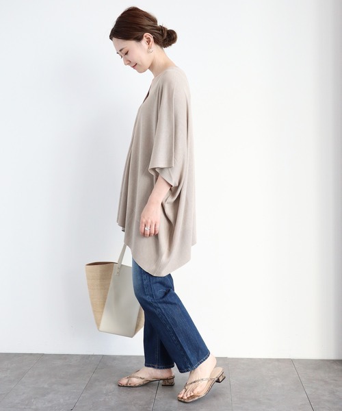 AMERICAN HOLIC（アメリカンホリック）の「ポンチョ風ニットカーディガン（カーディガン/ボレロ・レディース・ブラック/オレンジ/アイボリー/ライトベージュ・FREE）」の13枚目の写真