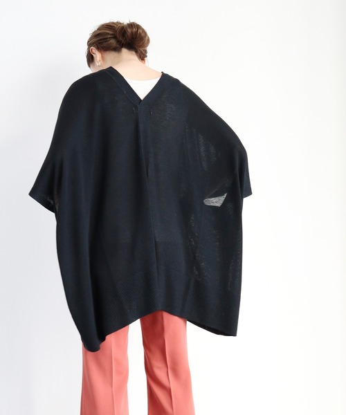 AMERICAN HOLIC（アメリカンホリック）の「ポンチョ風ニットカーディガン（カーディガン/ボレロ・レディース・ブラック/オレンジ/アイボリー/ライトベージュ・FREE）」の11枚目の写真