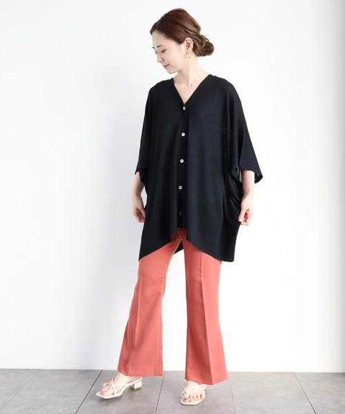 AMERICAN HOLIC（アメリカンホリック）の「ポンチョ風ニットカーディガン（カーディガン/ボレロ・レディース・ブラック/オレンジ/アイボリー/ライトベージュ・FREE）」の12枚目の写真