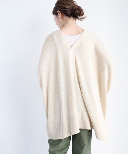 AMERICAN HOLIC（アメリカンホリック）の「ポンチョ風ニットカーディガン（カーディガン/ボレロ・レディース・ブラック/オレンジ/アイボリー/ライトベージュ・FREE）」の14枚目の写真