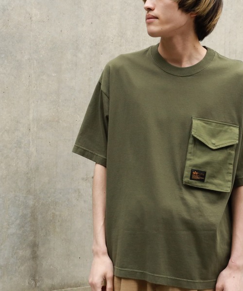 ALPHA_（アルファ）の「【ALPHA】異素材ポケＴ（Tシャツ/カットソー・メンズ・ホワイト/ベージュ/カーキブラウン・L/XL/M）」の2枚目の写真