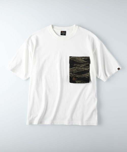 ALPHA_（アルファ）の「【ALPHA】異素材ポケＴ（Tシャツ/カットソー・メンズ・ホワイト/ベージュ/カーキブラウン・L/XL/M）」の10枚目の写真