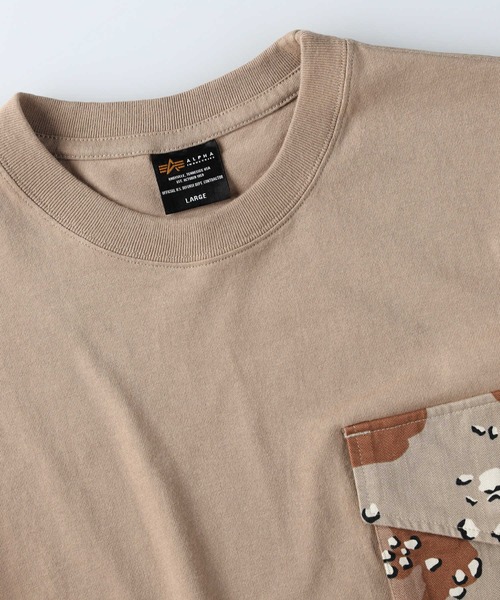 ALPHA_（アルファ）の「【ALPHA】異素材ポケＴ（Tシャツ/カットソー・メンズ・ホワイト/ベージュ/カーキブラウン・L/XL/M）」の7枚目の写真