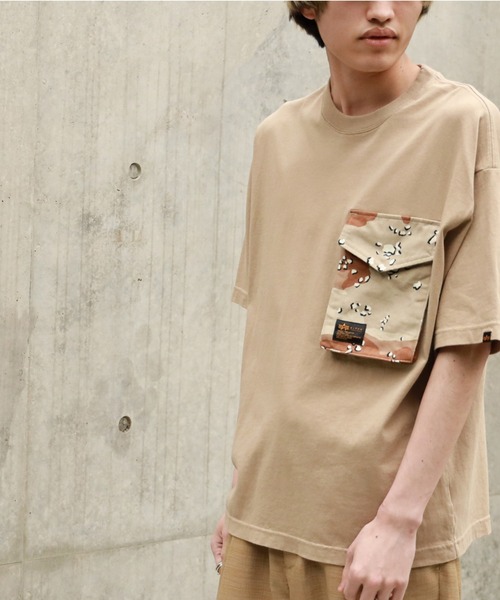 ALPHA_（アルファ）の「【ALPHA】異素材ポケＴ（Tシャツ/カットソー・メンズ・ホワイト/ベージュ/カーキブラウン・L/XL/M）」の16枚目の写真