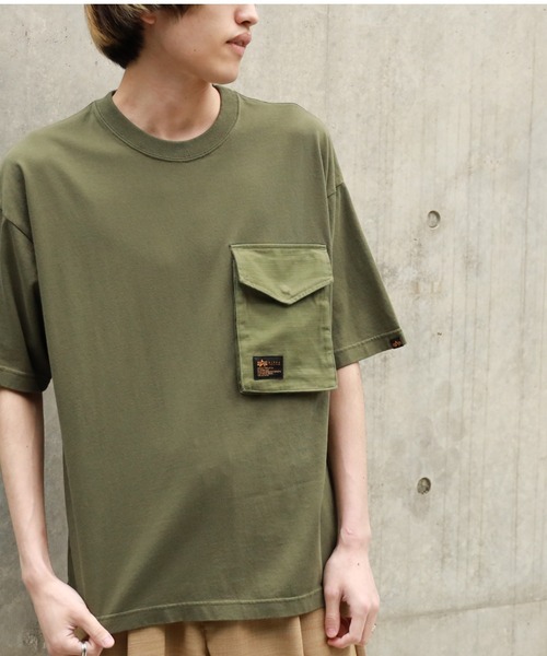 ALPHA_（アルファ）の「【ALPHA】異素材ポケＴ（Tシャツ/カットソー・メンズ・ホワイト/ベージュ/カーキブラウン・L/XL/M）」の15枚目の写真