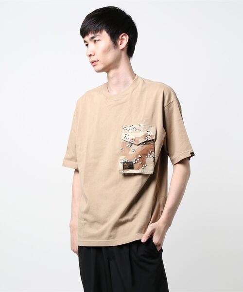 ALPHA_（アルファ）の「【ALPHA】異素材ポケＴ（Tシャツ/カットソー・メンズ・ホワイト/ベージュ/カーキブラウン・L/XL/M）」の17枚目の写真