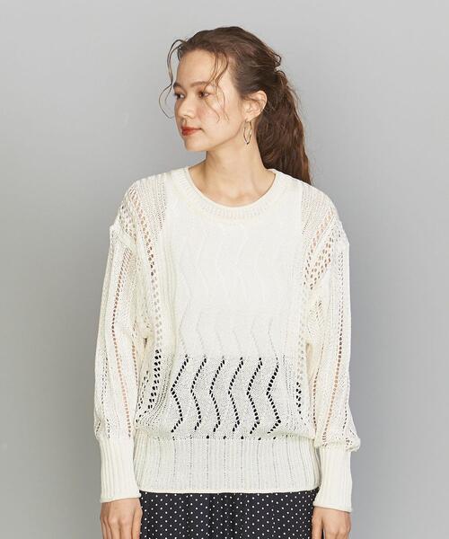 BEAUTY&YOUTH UNITED ARROWS（ビューティーアンドユースユナイテッドアローズ）の「BY クロシェロングスリーブニット（ニット/セーター・レディース・ホワイト/イエロー・FREE）」の12枚目の写真