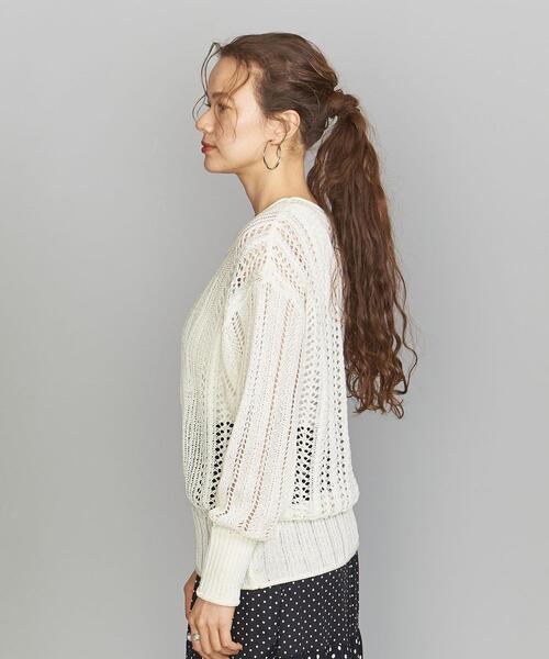 BEAUTY&YOUTH UNITED ARROWS（ビューティーアンドユースユナイテッドアローズ）の「BY クロシェロングスリーブニット（ニット/セーター・レディース・ホワイト/イエロー・FREE）」の5枚目の写真
