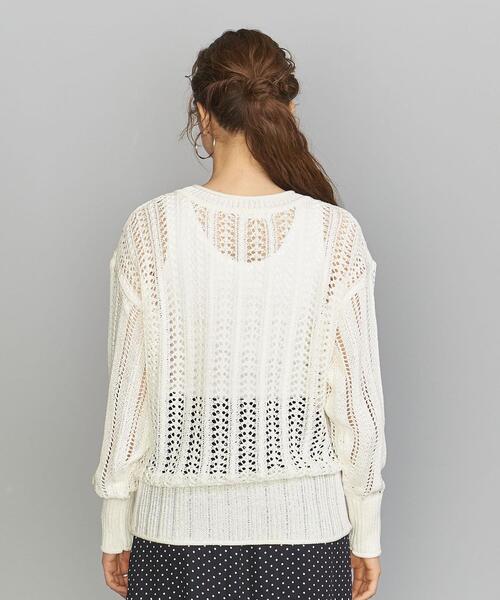 BEAUTY&YOUTH UNITED ARROWS（ビューティーアンドユースユナイテッドアローズ）の「BY クロシェロングスリーブニット（ニット/セーター・レディース・ホワイト/イエロー・FREE）」の3枚目の写真