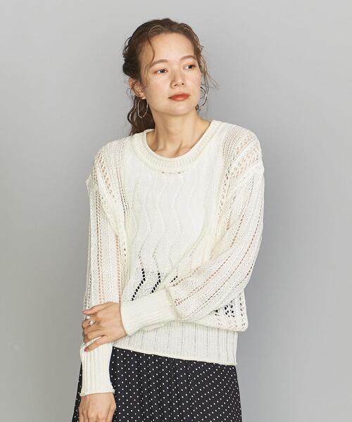 BEAUTY&YOUTH UNITED ARROWS（ビューティーアンドユースユナイテッドアローズ）の「BY クロシェロングスリーブニット（ニット/セーター・レディース・ホワイト/イエロー・FREE）」の7枚目の写真