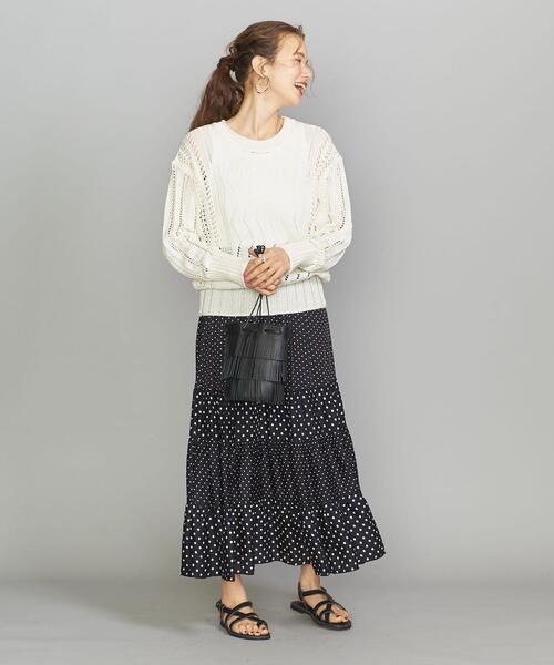 BEAUTY&YOUTH UNITED ARROWS（ビューティーアンドユースユナイテッドアローズ）の「BY クロシェロングスリーブニット（ニット/セーター・レディース・ホワイト/イエロー・FREE）」の9枚目の写真