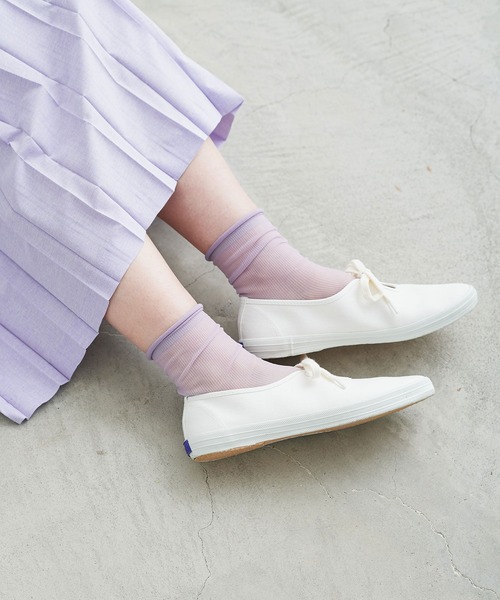 chambre de charme（シャンブルドゥシャーム）の「cdc　すかしリブ編みソックス（ソックス/靴下・レディース・ホワイト/パープル/グリーン・FREE）」の3枚目の写真