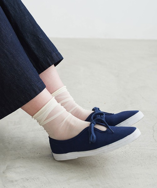 chambre de charme（シャンブルドゥシャーム）の「cdc　すかしリブ編みソックス（ソックス/靴下・レディース・ホワイト/パープル/グリーン・FREE）」の5枚目の写真